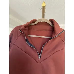 Rust Brown 1/4 Zip‎ Pullover Buttery Soft Cozy Lounge Travel Preppy Streetwear L thumbnail 3