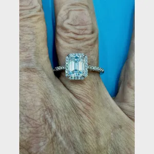 2 carat Moissanite Triangular Cut Ring with Moissanite Accents Size 7 thumbnail 10