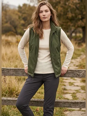 Prana Gorpcore Streetwear Hiking Sherpa Lined Camo Green Womens Vest Sz Medium thumbnail 5