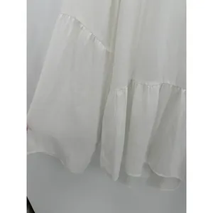 Black Rainn Women White Lace Up Blouse Boho Peasant Flounce Hem‎ Long Sleeve XL thumbnail 3