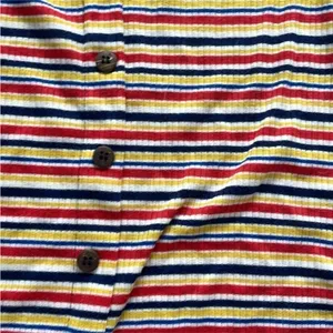 Rue21 Size Small Red and Yellow Striped Off-The-Shoulder Y2k 90s Style Top thumbnail 3