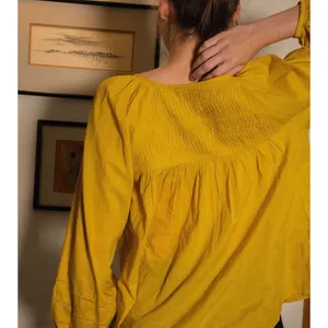 Cleobella Nerea Cotton Blouse in Citrine Yellow‎ Balloon Sleeves Size Medium thumbnail 9
