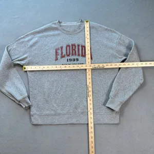 Florida Palm Island 1989 Sweatshirt Womens S Grey Graphic Pullover Crew SHEIN thumbnail 2