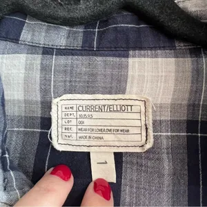 ✨ Current/Elliott Women’s‎ Blue White Plaid The Perfect Shirt Venice Plaid 1 S thumbnail 4