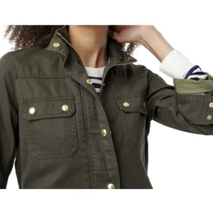 JCrew Moss Green Resin Coated Twill Field Jacket Utility Coat Womens Size Small thumbnail 3