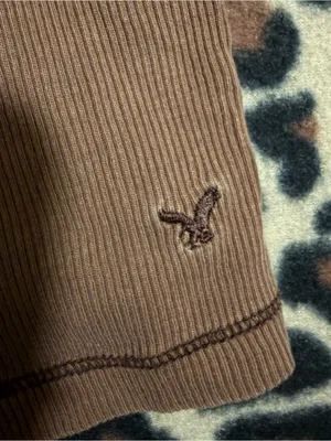 2000s vintage style american eagle whimsical brown ribbed tank top with sequin thumbnail 6