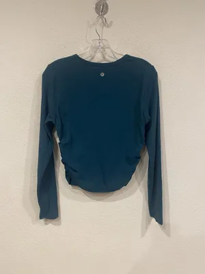 Lululemon All It Takes Shirt Womens Small Green Ribbed Long Sleeve Cropped Top thumbnail 3