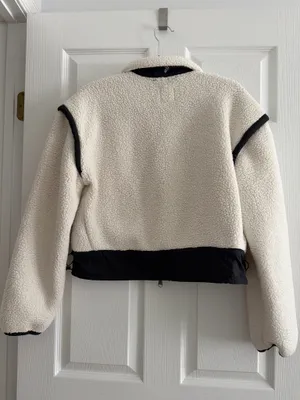 Free People Fleece Jacket XS Ivory & Black thumbnail 2