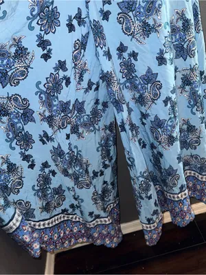 Lulus Women’s Strapless Matching Set Tube Top Bell Pants Blue Jumpsuit Medium thumbnail 7