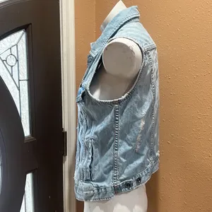 Hurley light blue denim button up vest thumbnail 4