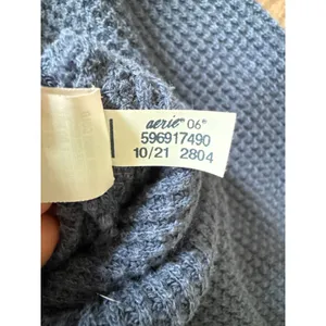 Aerie Blue Waffle Knit Crewneck Thermal Oversized Sweatshirt Medium thumbnail 7