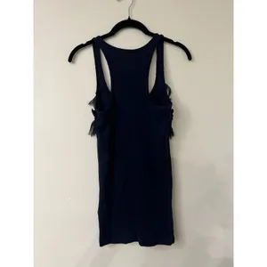Abercrombie And Fitch Cotton Ribbed Tank Top Bow Embroidered Velvet Navy Blue L thumbnail 6
