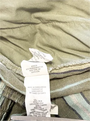 Aerie Strapless Smocked Linen Blend Green Jumpsuit size Small thumbnail 13