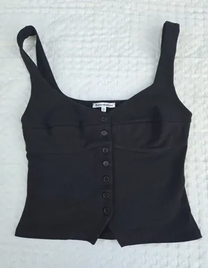 Reformation Womens Black Button Front Corset Cami Tank Top Sleeveless XS thumbnail 1