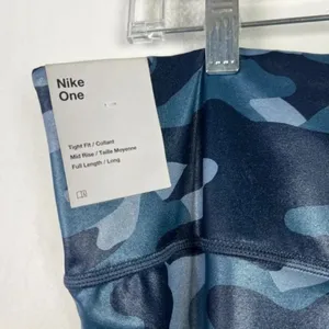 NWT One Dri-Fit Foiled Camo Print Leggings Thunder Blue Size Small S NEW thumbnail 10