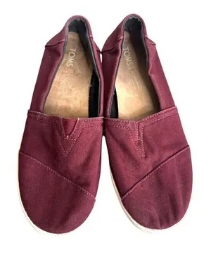 TOMS Alpargata Slip On Sneakers Shoes Size 7.5 Red Maroon Canvas Womens Casual‎ thumbnail 1