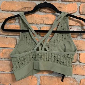 VS Victoria's Secret Sports Bra Size Large Green‎ Mesh Seamless Strappy Pullover thumbnail 2