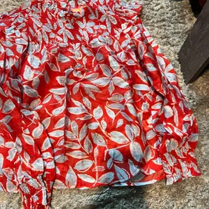 THML medium red floral blouse thumbnail 2