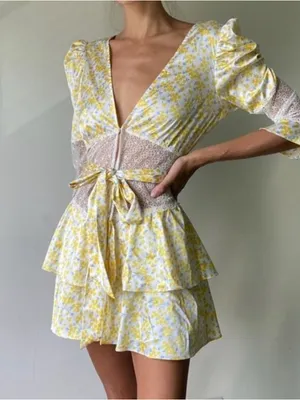 For Love & Lemons Daffodil Robe M NWT Yellow Floral Satin Lace Robe Cottagecore thumbnail 1
