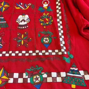 Vintage USA Nutcracker Graphic Christmas Sweater Red Holiday Bow Wreath Glitter thumbnail 4