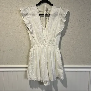 American Eagle Outfitters White Eyelet Cotton Romper size small thumbnail 6