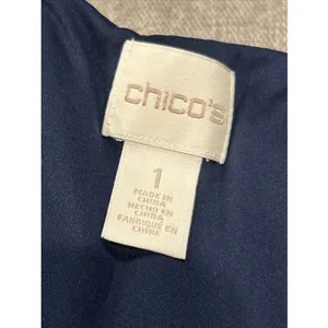Chicos Dress Women's 1 Medium Colorful V Neck Sleeveless Midi Stretch Knot Front thumbnail 2