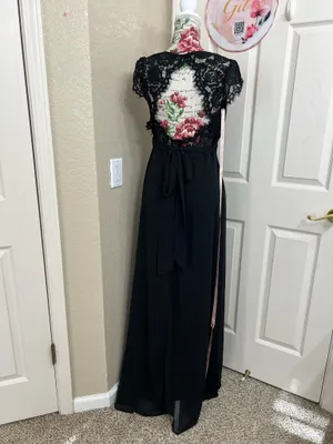 Lulu's Momentous Moments Black Lace Backless Maxi Dress thumbnail 4