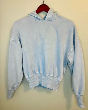 Aerie Blue Cropped Hoodie XS Soft Fleece Pullover Sweatshirt thumbnail 1