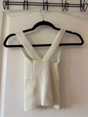 Abercrombie & Fitch Cream Ribbed Square-Neck Tank thumbnail 2