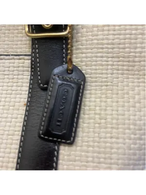 Coach Straw & Leather Tote Bag Beige Black small size thumbnail 2