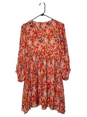 Entro Orange Gray Floral Shift Dress Size L thumbnail 6