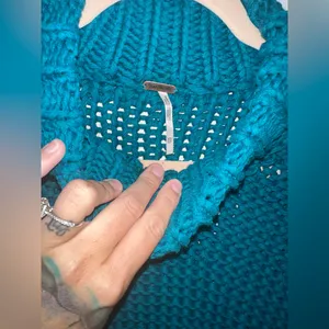 NWOT Free People My Only Sunshine Sweater Chunky Knit In Teal thumbnail 8