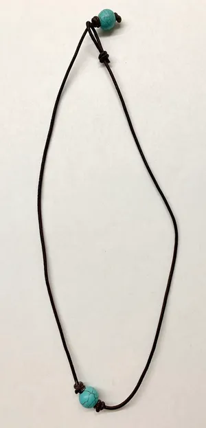 Leather Pearl Choker Blue thumbnail 1