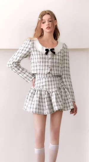 Kendall + Kylie NWT Generation K Black & white tweed skirt thumbnail 1