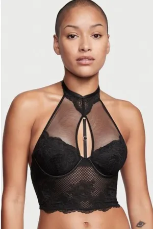 Victorias Secret Very Sexy High Neck Lace Corset Top- Black- Size XS- NWT thumbnail 1