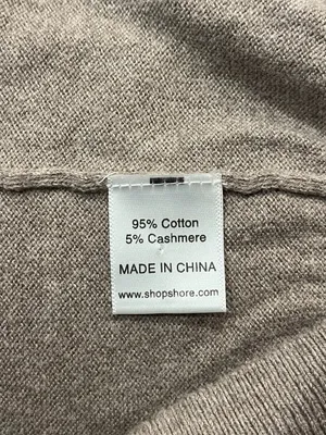 Shore Cotton Cashmere Light Brown Ribbed Mock Neck Knit Sweater - Size Medium thumbnail 7