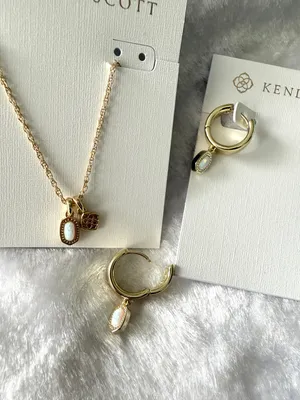Kendra Scott Mini Elisa Iridescent & Mini Ellie Gold Wide Huggie Earrings Set thumbnail 7