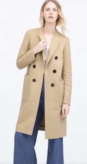 ZARA Women Double Breasted Coat Size M thumbnail 1