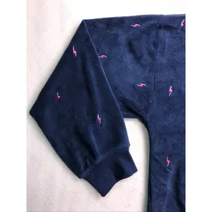 PJ Salvage Pajama Set Women Large Blue Lightning‎ Bolt Fleece Loungewear thumbnail 3