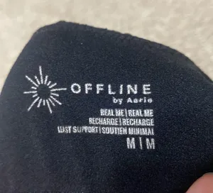 Aerie Offline By Black Ribbed Cropped Shelf Bra Top Size M thumbnail 3
