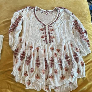 Free People Women's Adrianna Embroidered Hi-Low Tunic Dress Size Small EUC thumbnail 1