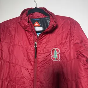 Columbia Puffer Stanford Cardinal Jacket Mens Small Omni-Heat Full Zip Red thumbnail 2