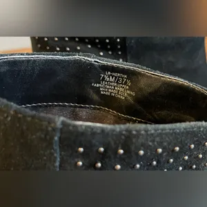 Lord & Taylor Black Suede Studded Heeled Ankle Boots, Size 7.5 thumbnail 6