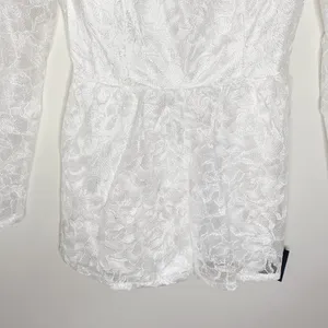 Lulus My Clarity Ivory Mesh Floral Embroidered Romper size S thumbnail 8