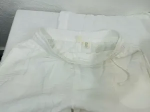 High-Rise White Wide-Leg Linen Blend Pants thumbnail 9