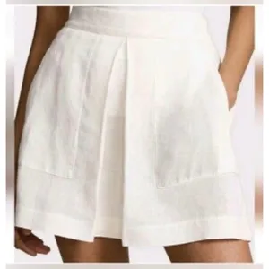 Polo Ralph Lauren Mini Skirt Womens 12 White 100% Linen Pleated Summer‎ Coastal thumbnail 1