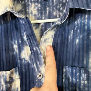Line & Dot Women's Long Sleeve Maxi Dress Tie dye Small‎ Blue White thumbnail 4