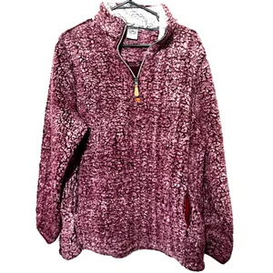 SHERPA Faux Fur KATYDID pullover sweatshirt Pink 1/4 Zip sweater Size L thumbnail 2