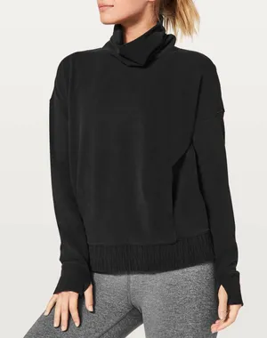 Lululemon Pullover Sweater stress less turtleneck womens Black size 6 athleisure thumbnail 1
