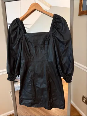 Women's 7 For All Mankind Black Faux Leather Mini Dress Size XS thumbnail 2